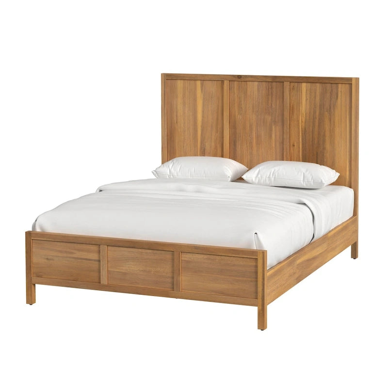 Letto a pannelli Queen Size – Legno massello e impiallacciatura, testiera Shaker a 3 pannelli, 360 kg