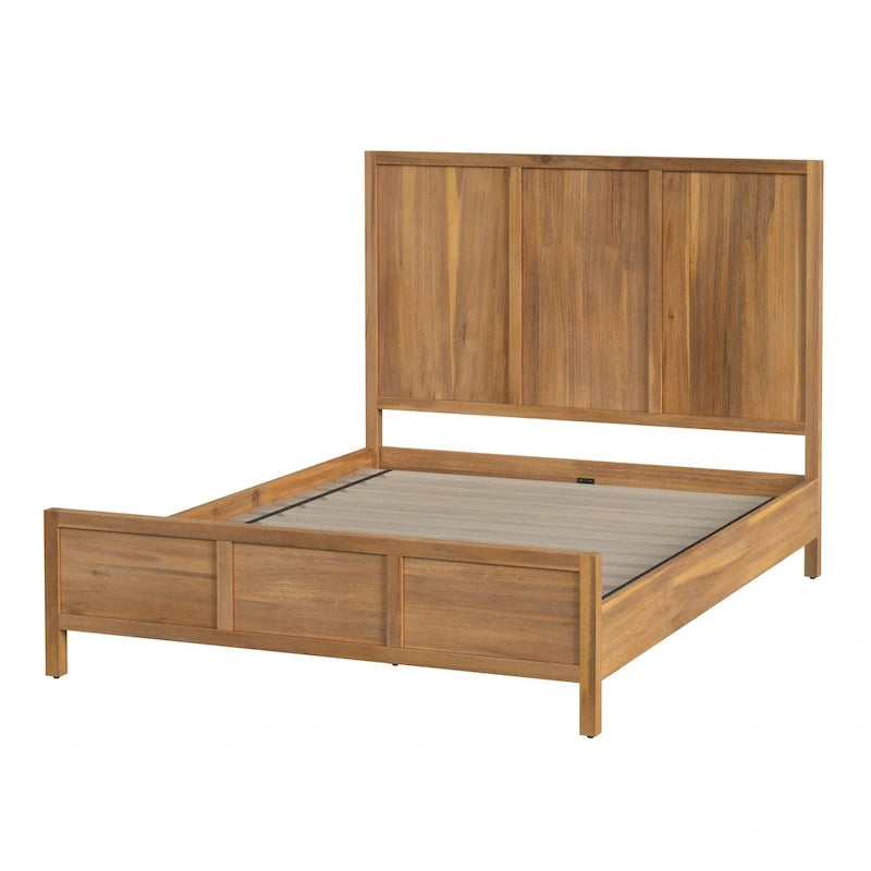 Letto a pannelli Queen Size – Legno massello e impiallacciatura, testiera Shaker a 3 pannelli, 360 kg