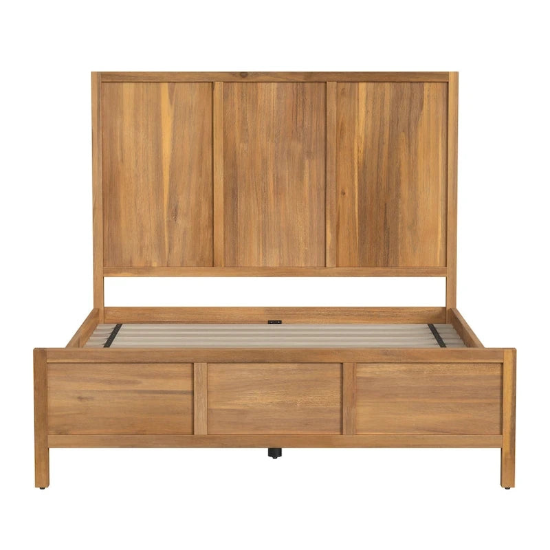 Letto a pannelli Queen Size – Legno massello e impiallacciatura, testiera Shaker a 3 pannelli, 360 kg