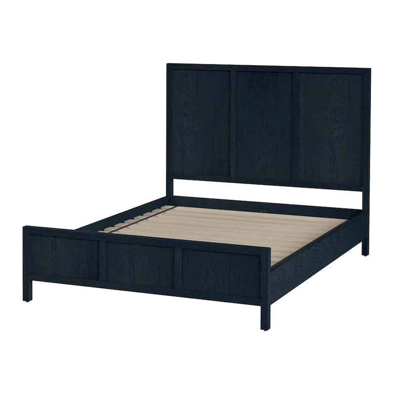 Letto a pannelli Queen Size – Legno massello e impiallacciatura, testiera Shaker a 3 pannelli, 360 kg