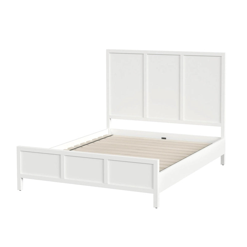 Letto a pannelli Queen Size – Legno massello e impiallacciatura, testiera Shaker a 3 pannelli, 360 kg