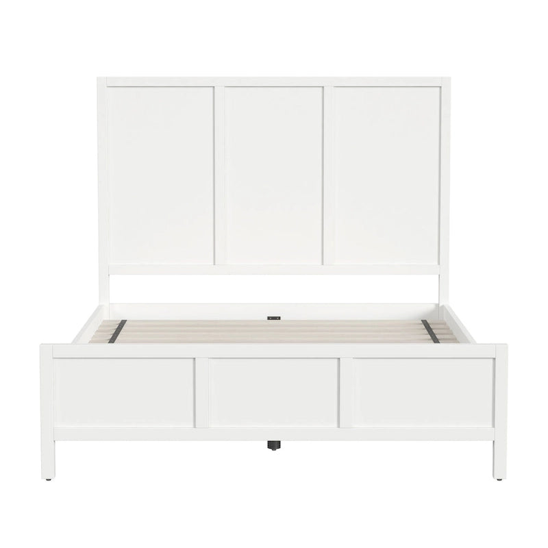 Letto a pannelli Queen Size – Legno massello e impiallacciatura, testiera Shaker a 3 pannelli, 360 kg