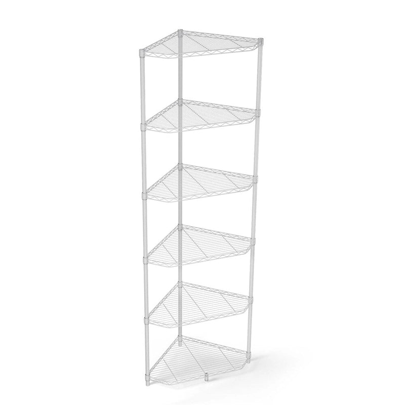 Scaffale a 6 ripiani resistente per angolo, autoportante, per esposizione e stoccaggio