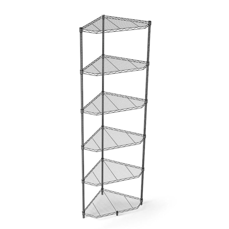 Scaffale a 6 ripiani resistente per angolo, autoportante, per esposizione e stoccaggio
