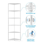 Scaffale a 6 ripiani resistente per angolo, autoportante, per esposizione e stoccaggio