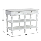 Isola Cucina Rettangolare con 2 Cassetti in Bianco