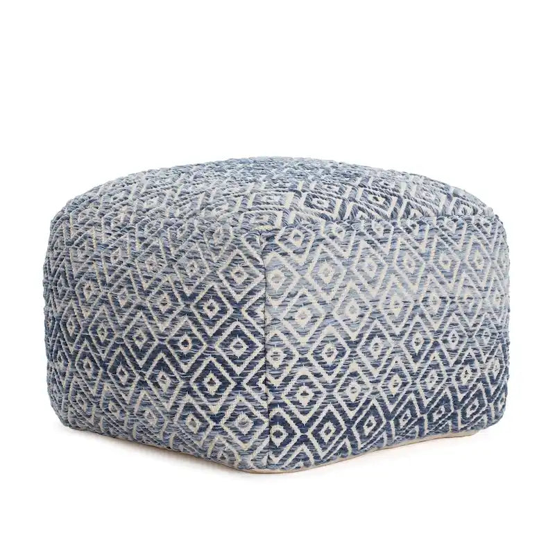 Pouf ottomano quadrato marrone Jani Rhombus 22 pollici - Poggiapiedi fatto a mano per soggiorno, camera da letto, cameretta, stanza dei bambini