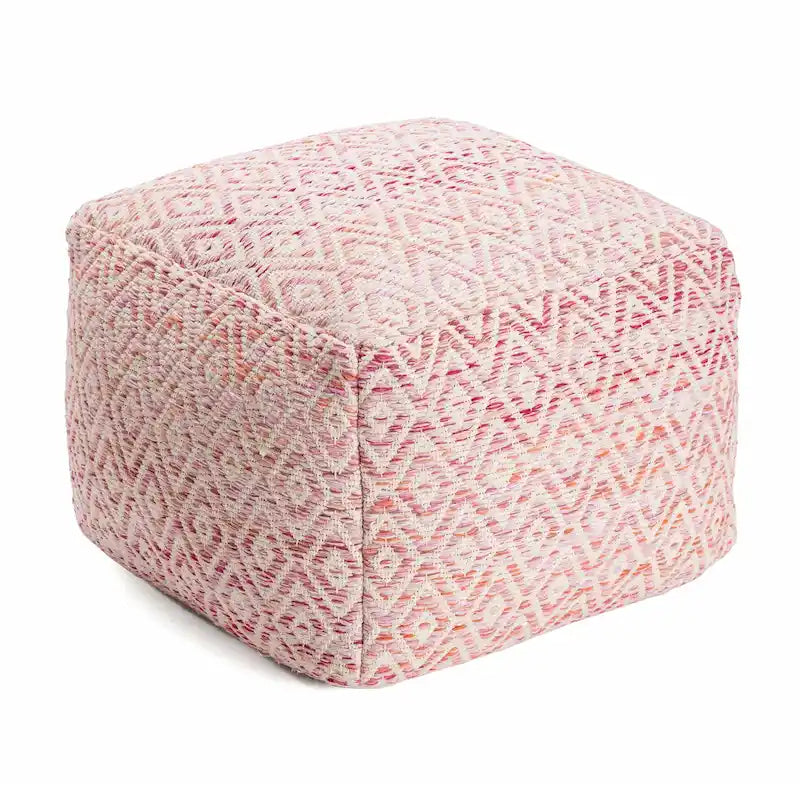 Pouf ottomano quadrato marrone Jani Rhombus 22 pollici - Poggiapiedi fatto a mano per soggiorno, camera da letto, cameretta, stanza dei bambini