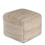 Pouf ottomano quadrato marrone Jani Rhombus 22 pollici - Poggiapiedi fatto a mano per soggiorno, camera da letto, cameretta, stanza dei bambini