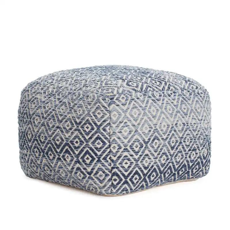 Pouf ottomano quadrato marrone Jani Rhombus 22 pollici - Poggiapiedi fatto a mano per soggiorno, camera da letto, cameretta, stanza dei bambini