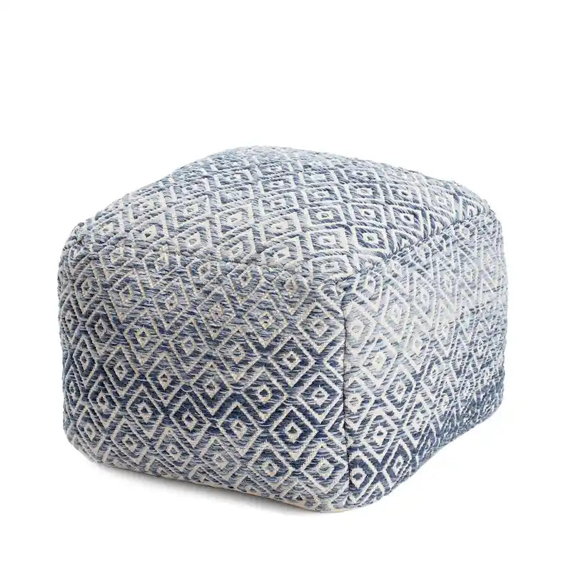 Pouf ottomano quadrato marrone Jani Rhombus 22 pollici - Poggiapiedi fatto a mano per soggiorno, camera da letto, cameretta, stanza dei bambini