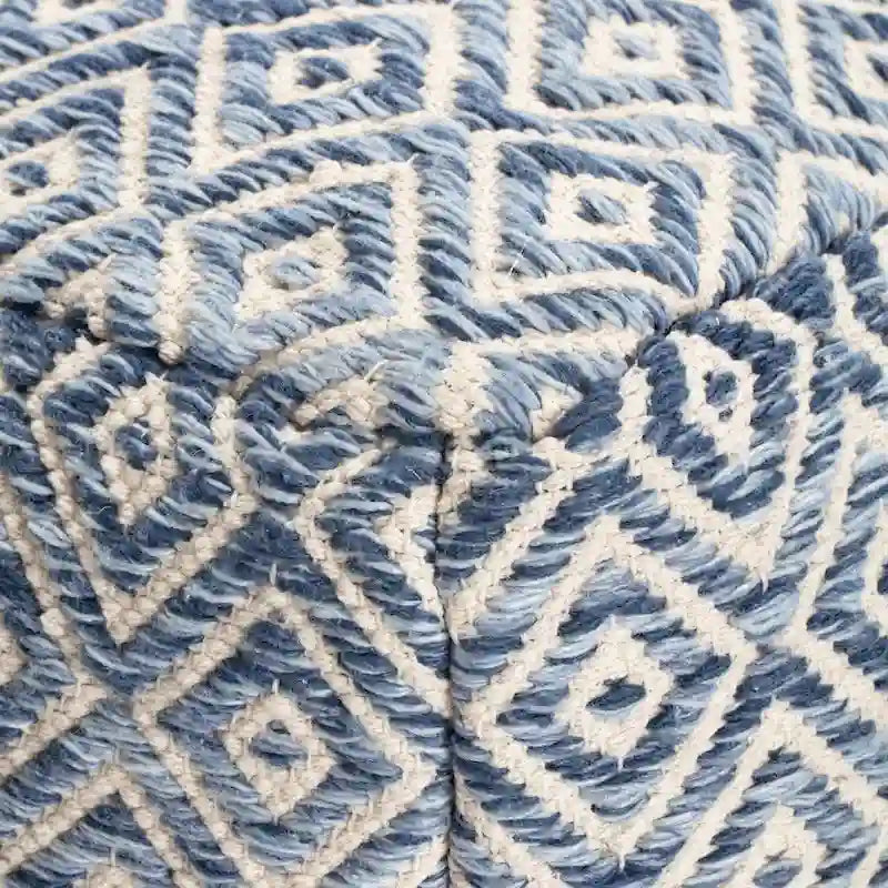 Pouf ottomano quadrato marrone Jani Rhombus 22 pollici - Poggiapiedi fatto a mano per soggiorno, camera da letto, cameretta, stanza dei bambini