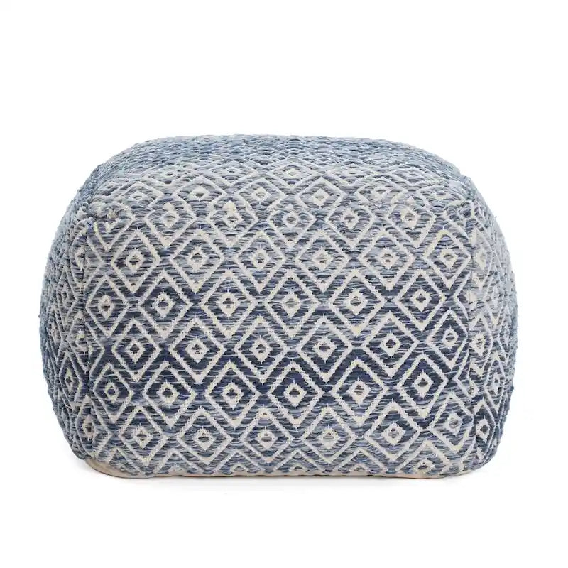 Pouf ottomano quadrato marrone Jani Rhombus 22 pollici - Poggiapiedi fatto a mano per soggiorno, camera da letto, cameretta, stanza dei bambini