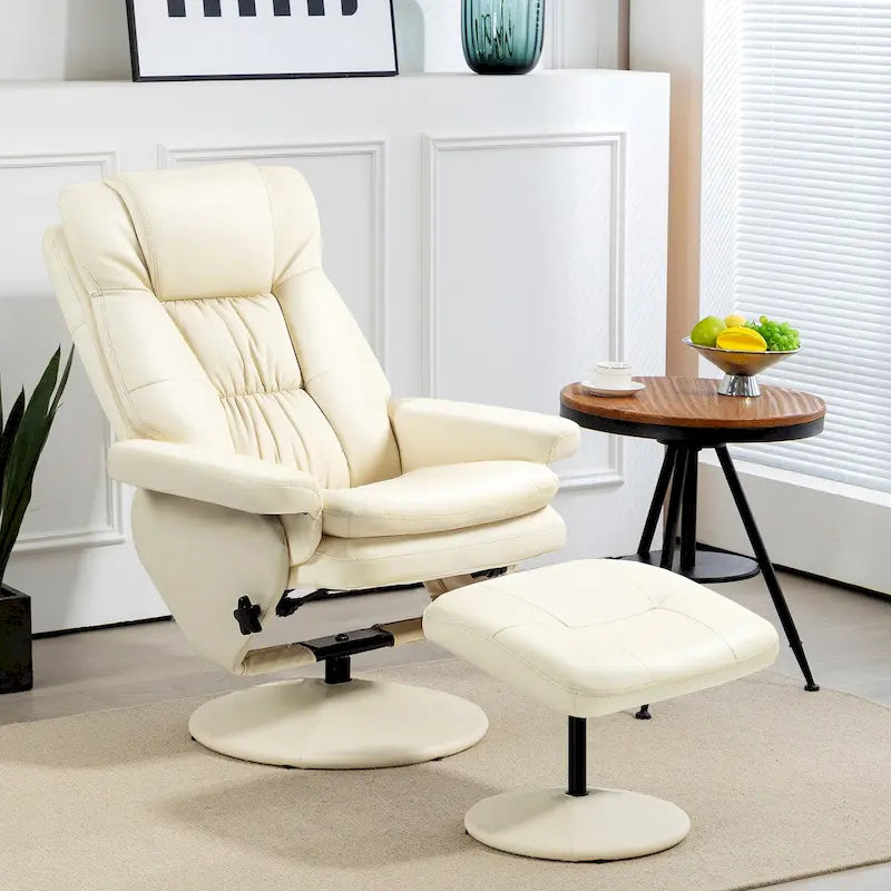 Poltrona reclinabile girevole Lounge color bianco crema