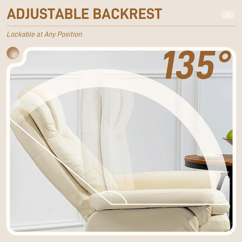 Poltrona reclinabile girevole Lounge color bianco crema