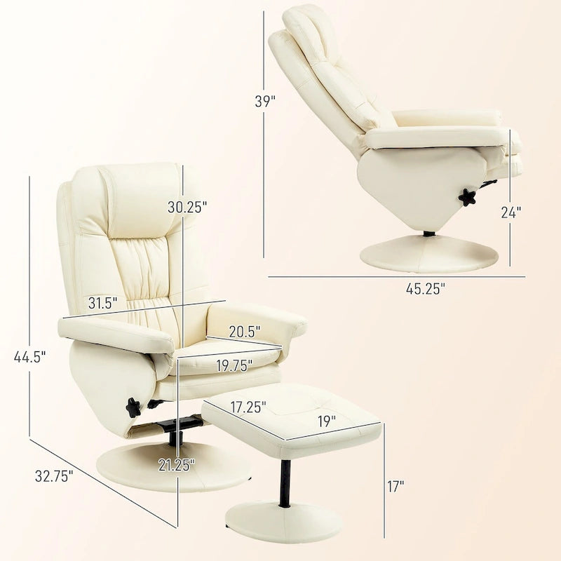 Poltrona reclinabile girevole Lounge color bianco crema