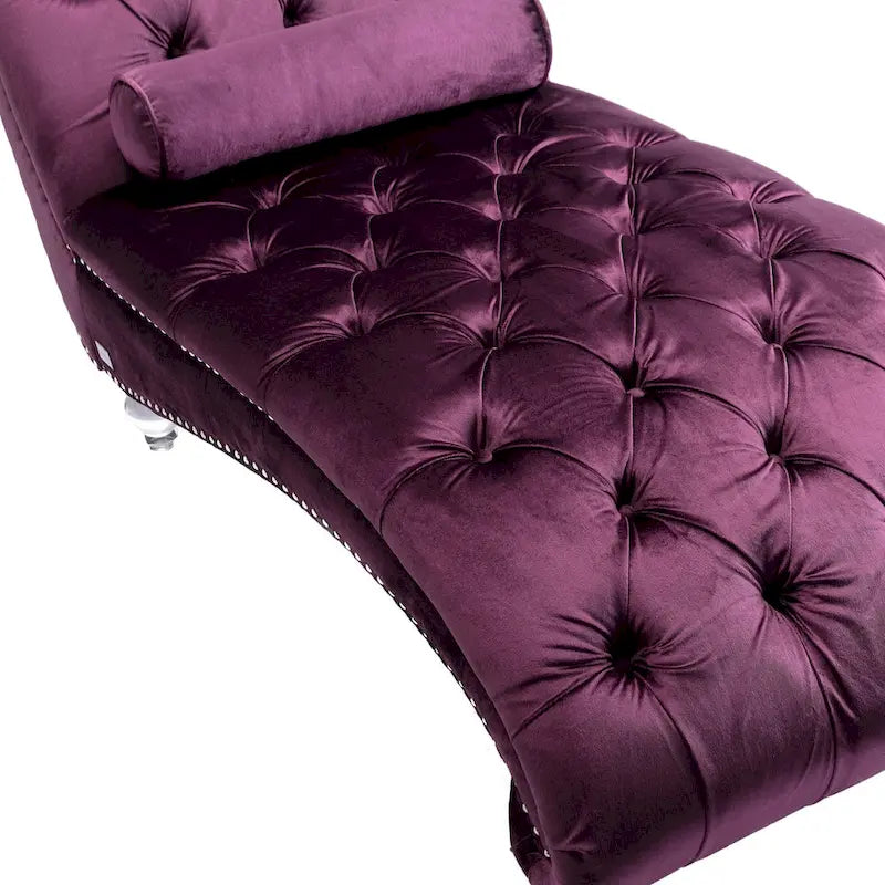 Divano-Chaise Lounge Contemporaneo in Velluto con Gambe in Acrilico e Cuscino Lombare
