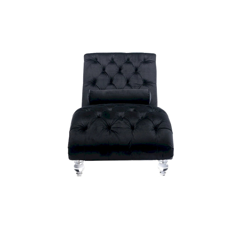 Divano-Chaise Lounge Contemporaneo in Velluto con Gambe in Acrilico e Cuscino Lombare