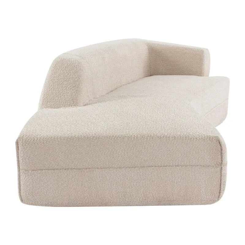Chaise Longue Curva Moderna da Interni in Bouclé Divano per Soggiorno, Beige