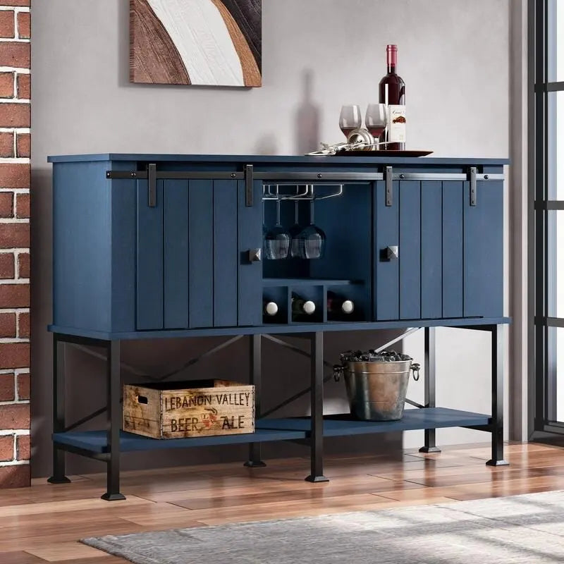 Cantinetta Vino da 52 Pollici con Anta Scorrevole e Ripiani Regolabili - 52 L x 38 P x 15,5 H