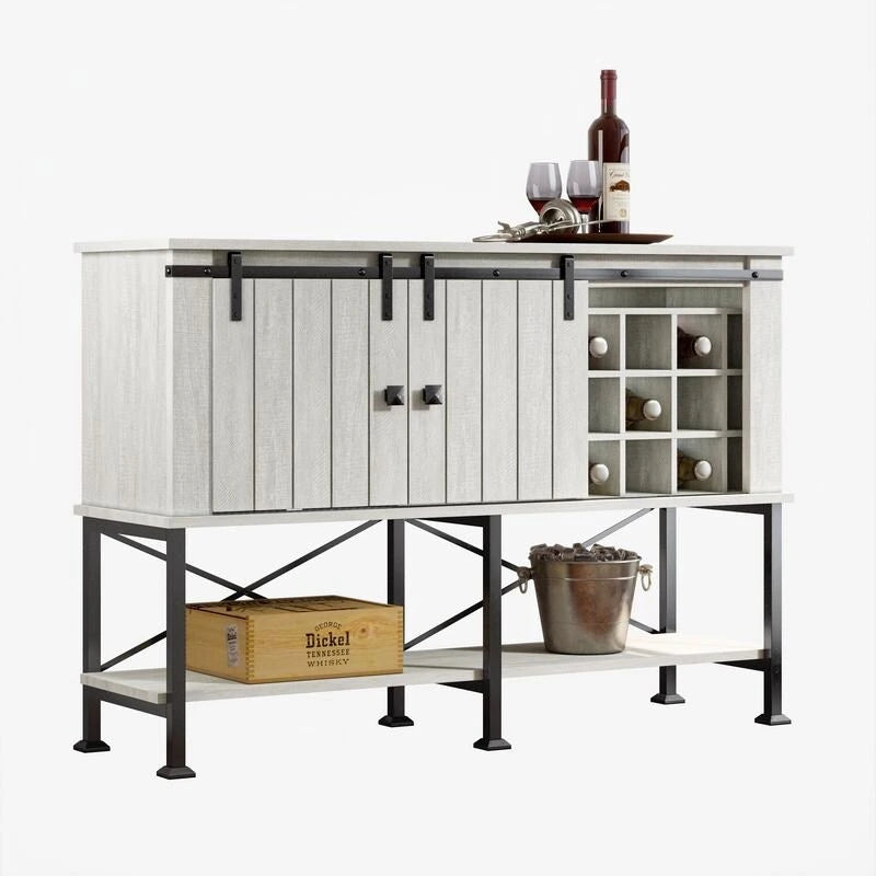 Cantinetta Vino da 52 Pollici con Anta Scorrevole e Ripiani Regolabili - 52 L x 38 P x 15,5 H