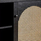 Credenza transizionale 58 a 2 ante con pannelli ad arco in rattan per soggiorno, camera da letto e ufficio