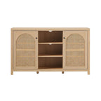 Credenza transizionale 58 a 2 ante con pannelli ad arco in rattan per soggiorno, camera da letto e ufficio