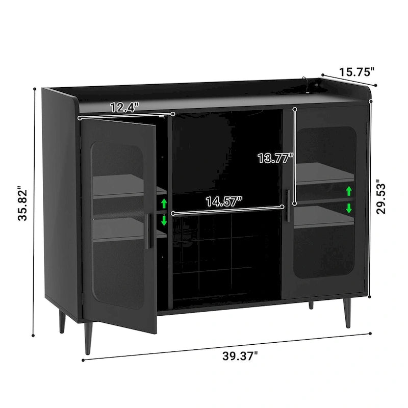 Credenza a Buffet Industriale con Porta Bottiglie di Vino