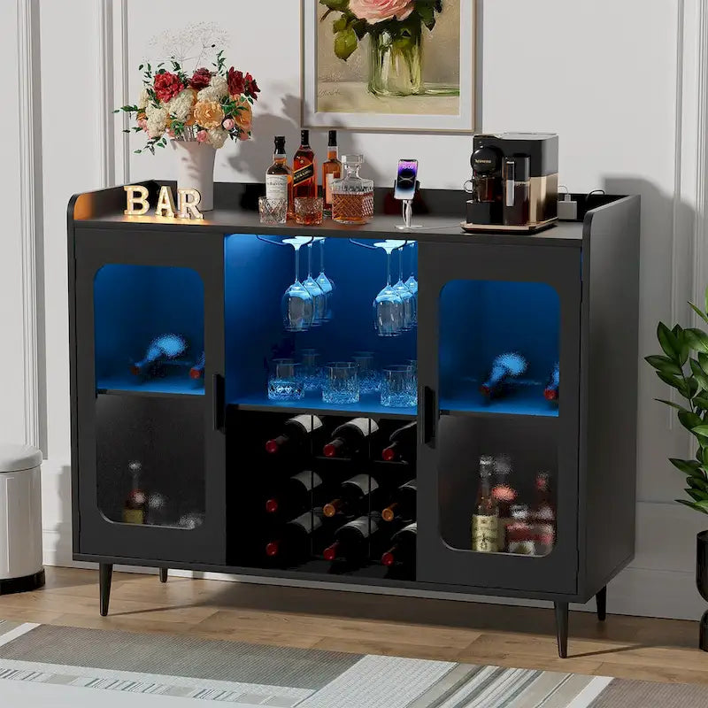 Credenza a Buffet Industriale con Porta Bottiglie di Vino