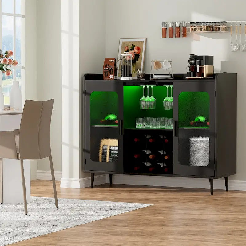 Credenza a Buffet Industriale con Porta Bottiglie di Vino