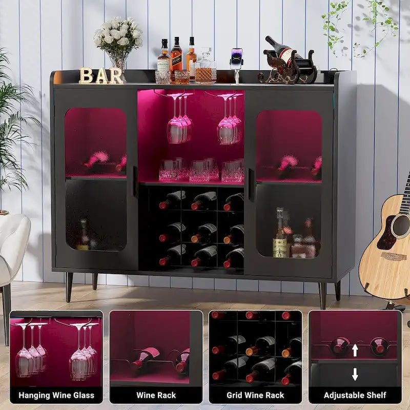 Credenza a Buffet Industriale con Porta Bottiglie di Vino