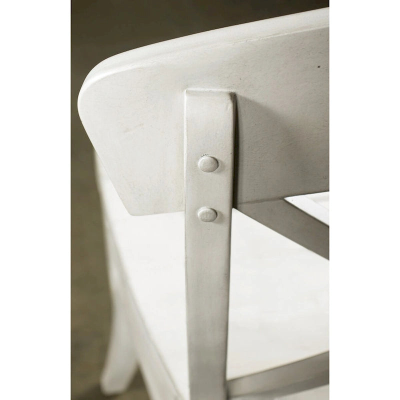 Sedia da pranzo in legno con schienale a croce, stile rustico cottage bianco fumo
