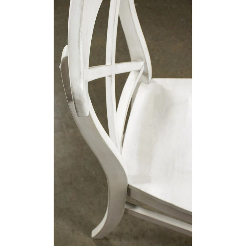 Sedia da pranzo in legno con schienale a croce, stile rustico cottage bianco fumo