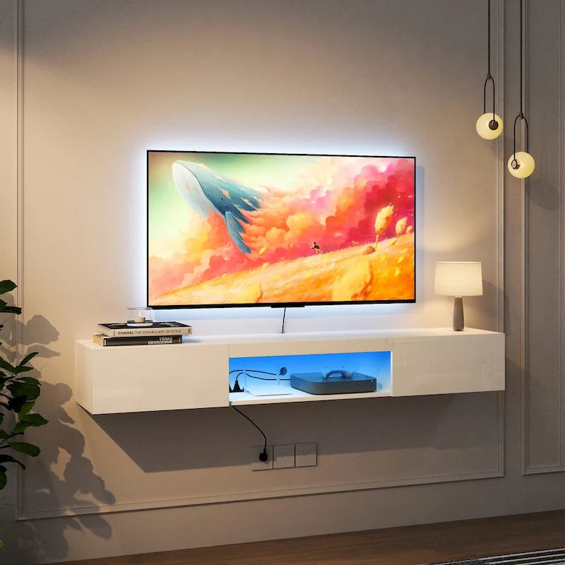 Mobile TV galleggiante a parete con illuminazione LED a 16 colori