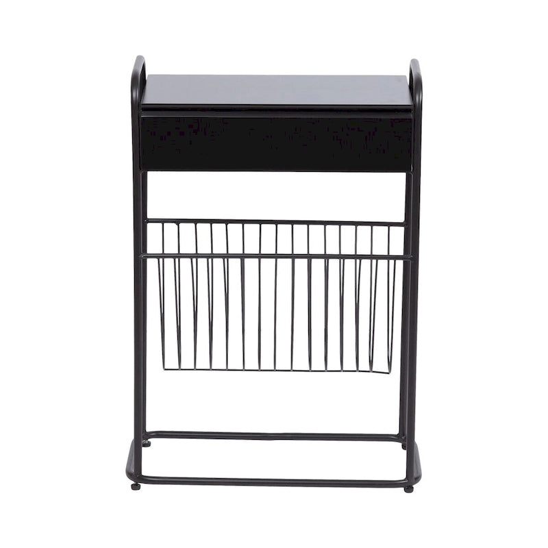Tavolino Laterale Stretto – 48x23x66 cm, Struttura in Metallo Nero, Tavolino d'Appoggio Accent Minimalista