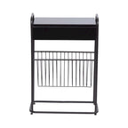 Tavolino Laterale Stretto – 48x23x66 cm, Struttura in Metallo Nero, Tavolino d'Appoggio Accent Minimalista