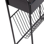 Tavolino Laterale Stretto – 48x23x66 cm, Struttura in Metallo Nero, Tavolino d'Appoggio Accent Minimalista