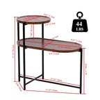 Tavolino rotondo moderno a 2 ripiani con scaffale in legno