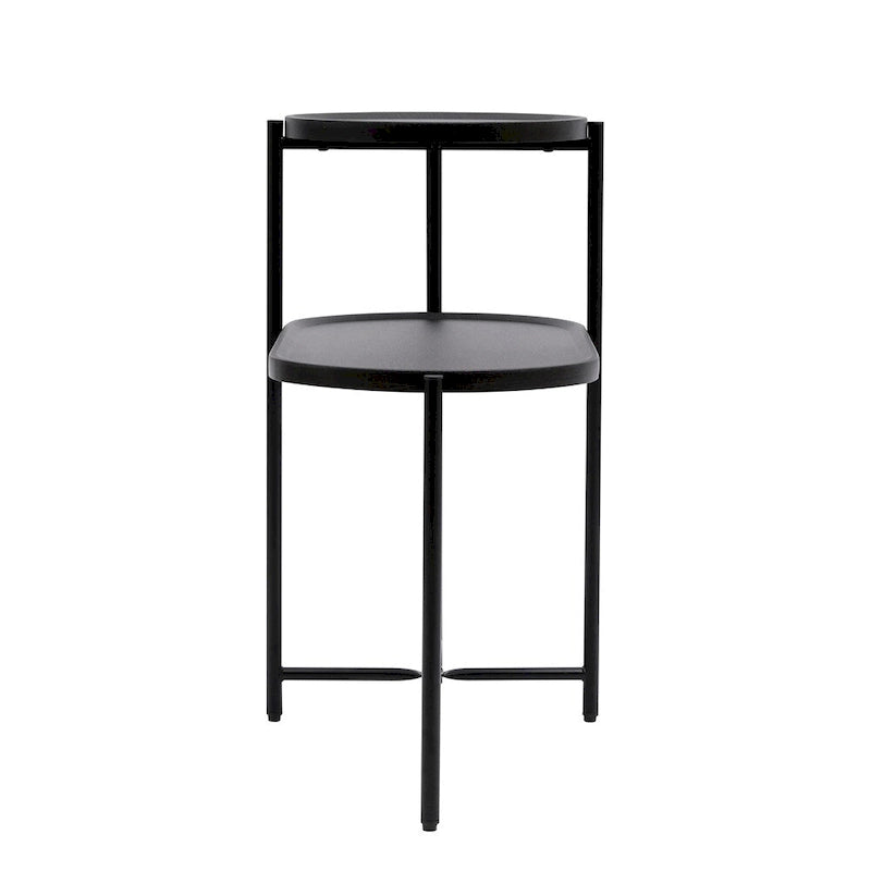 Tavolino rotondo moderno a 2 ripiani con scaffale in legno