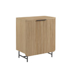 Consolle contenitore moderna in stile scandinavo con ante a lamelle per soggiorno, camera da letto e ufficio - Rovere Coastal