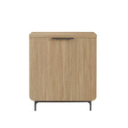 Consolle contenitore moderna in stile scandinavo con ante a lamelle per soggiorno, camera da letto e ufficio - Rovere Coastal