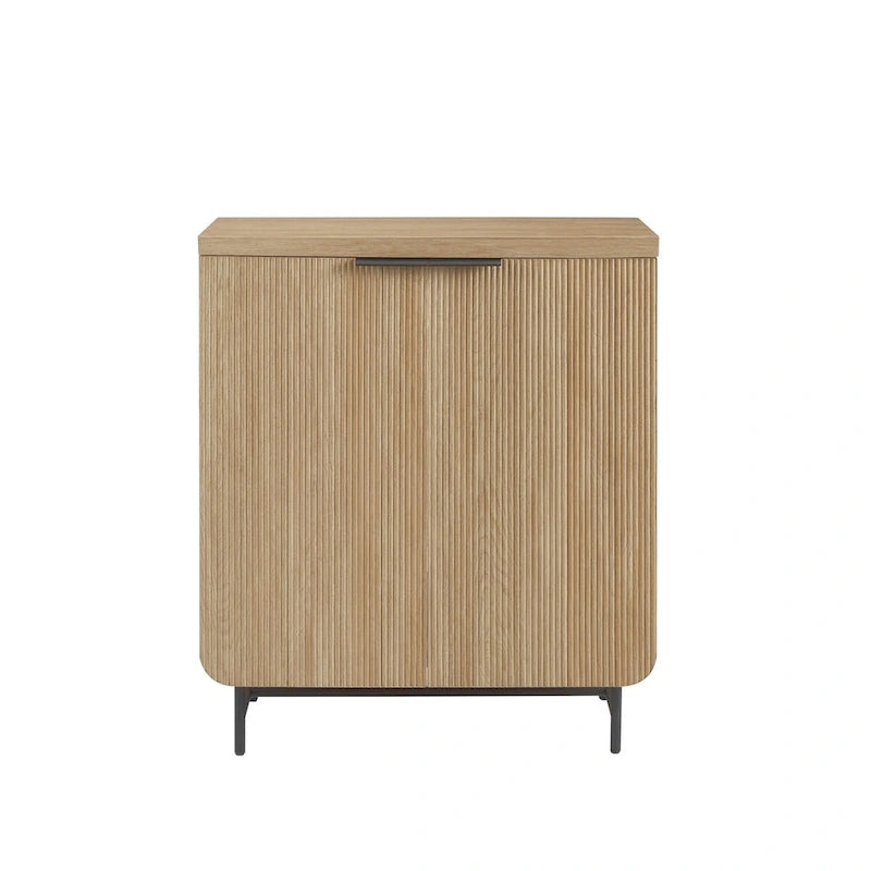 Consolle contenitore moderna in stile scandinavo con ante a lamelle per soggiorno, camera da letto e ufficio - Rovere Coastal