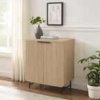 Consolle contenitore moderna in stile scandinavo con ante a lamelle per soggiorno, camera da letto e ufficio - Rovere Coastal