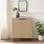 Consolle contenitore moderna in stile scandinavo con ante a lamelle per soggiorno, camera da letto e ufficio - Rovere Coastal