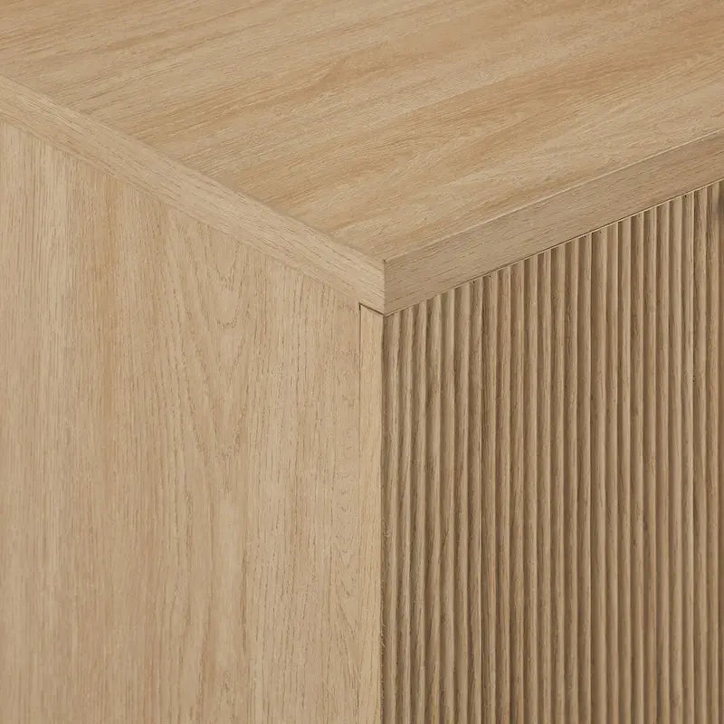 Consolle contenitore moderna in stile scandinavo con ante a lamelle per soggiorno, camera da letto e ufficio - Rovere Coastal
