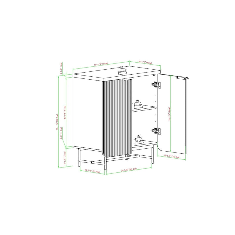 Consolle contenitore moderna in stile scandinavo con ante a lamelle per soggiorno, camera da letto e ufficio - Rovere Coastal