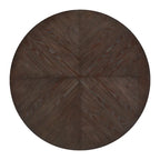 Tavolo da pranzo rotondo da 54 pollici – Hevea color espresso, design con intarsio a X, barre in metallo dorato
