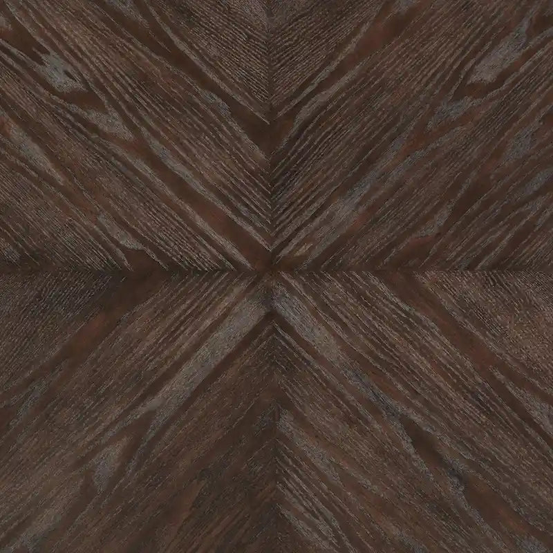 Tavolo da pranzo rotondo da 54 pollici – Hevea color espresso, design con intarsio a X, barre in metallo dorato