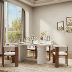 Ampio tavolo da pranzo per 6 persone – Legno ingegnerizzato, gambe a colonna curve, 180 cm L