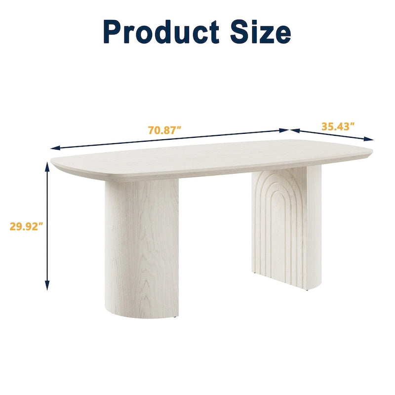 Ampio tavolo da pranzo per 6 persone – Legno ingegnerizzato, gambe a colonna curve, 180 cm L